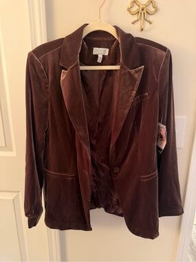 Sofia Vergara chocolate brown velvet blazer